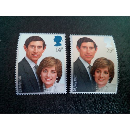 Timbre Angleterre Yt 950 - 951 Séries: Mariages Royaux Prince Charles Et Lady Diana Spencer 1981 ( 80604 )