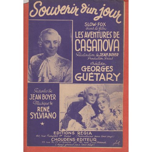 Souvenir D'un Jour "Les Aventures De Casanova" Georges Guétary