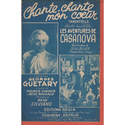 Chante, Chante Mon Coeur "Les Aventures De Casanova" Georges Guétary