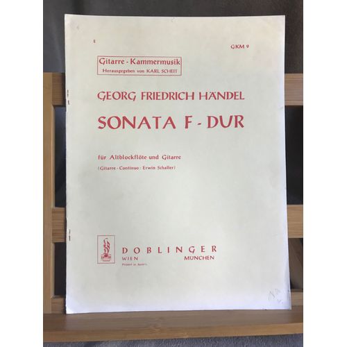 Haendel / Handel Sonate En Fa Majeur Partition Flute À Bec Guitare Ed. Doblinger