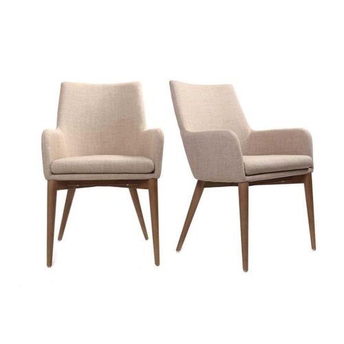 Fauteuils Design En Tissu Beige (Lot De 2) Shana