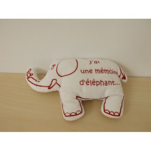 Doudou Éléphant Blanc Rouge Bout'chou Monoprix