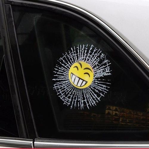 Sticker Creative 3D Deco drôle sourire visage voiture fenêtre fissure  autocollant de décalque