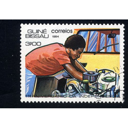 Timbre 11e Anniversario Da Independencia.Correios.1984.Guiné Bissau.3p00.
