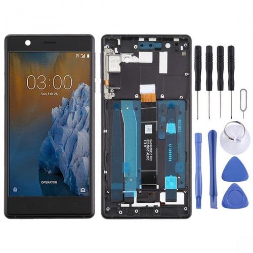 Ecran Lcd Et Numériseur Assemblage Complet Avec Cadre Et Touches Latérales Pour Nokia 3 Ta-1032 Noir
