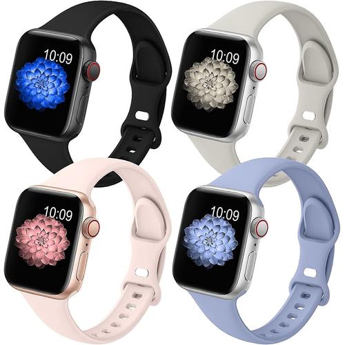 Lot De 4 Bracelets Fins Pour Apple Watch ¿ Compatible Avec 38 Mm, 40 Mm, 41 Mm, 42 Mm, 44 Mm, 45 Mm