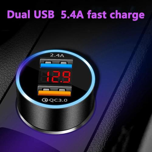 Chargeur De Voiture Rapide Quick Charge 3.0 Double Usb 5,4 A/30 W