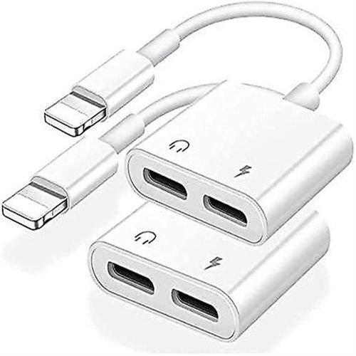 Pack De 2 Adaptateurs Iphone Lightning Vers Dual Lightning Avec Aux Et Chargeur