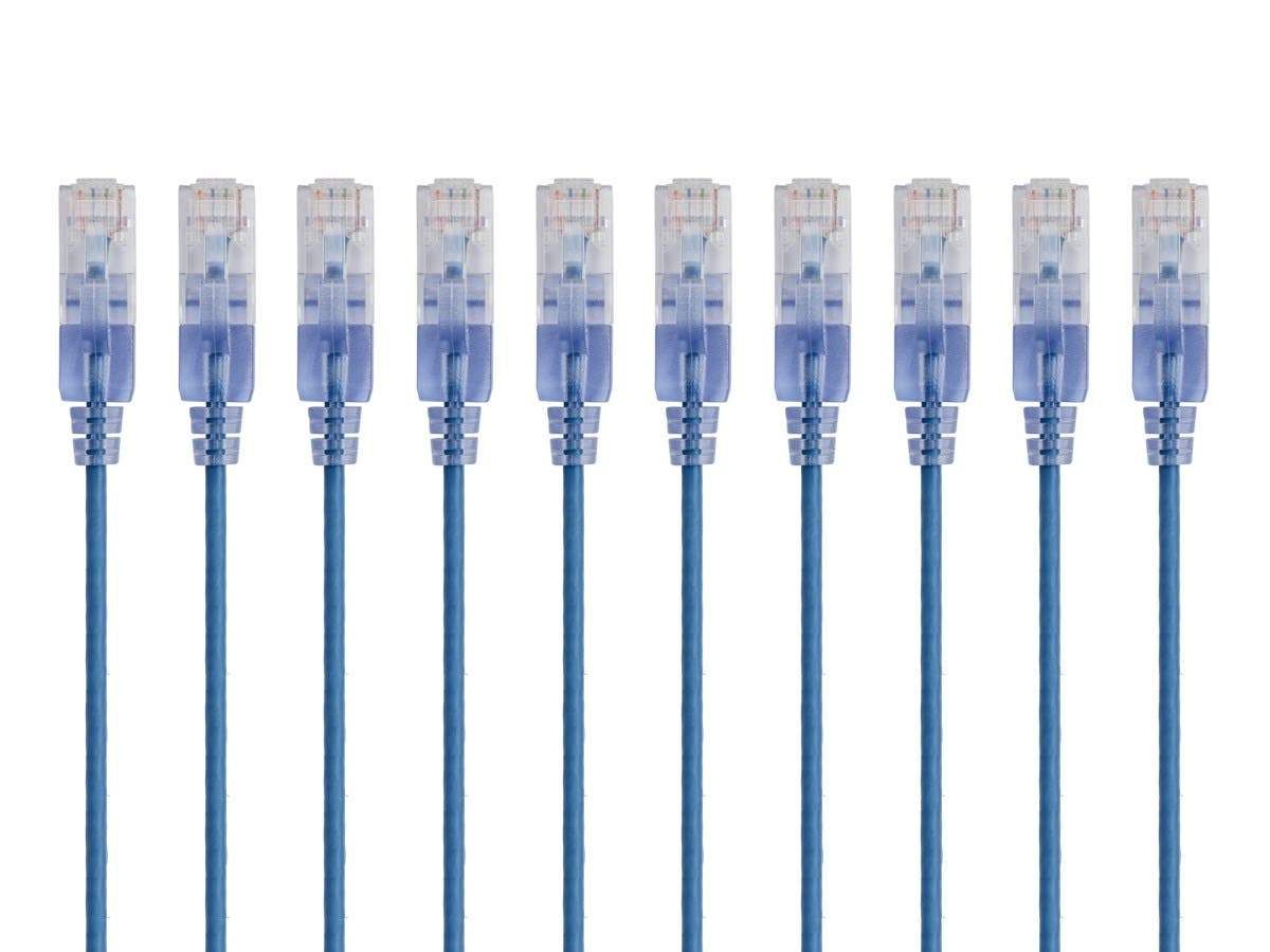 Câble Ethernet Cat6A de raccordement Monoprice - RJ45 sans accroc UTP Fils de cuivre nu et non traité 10G Calibre 30 AWG Pack de 10