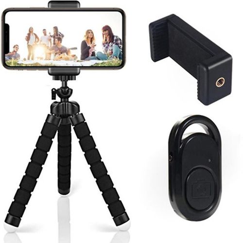 Trépied flexible portable pour téléphone portable avec arrêt à distance sans fil