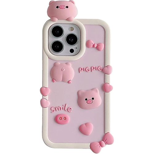 Coque De Téléphone Cochon Rose Dessin Animé Mignon Pour Iphone 14 Pro