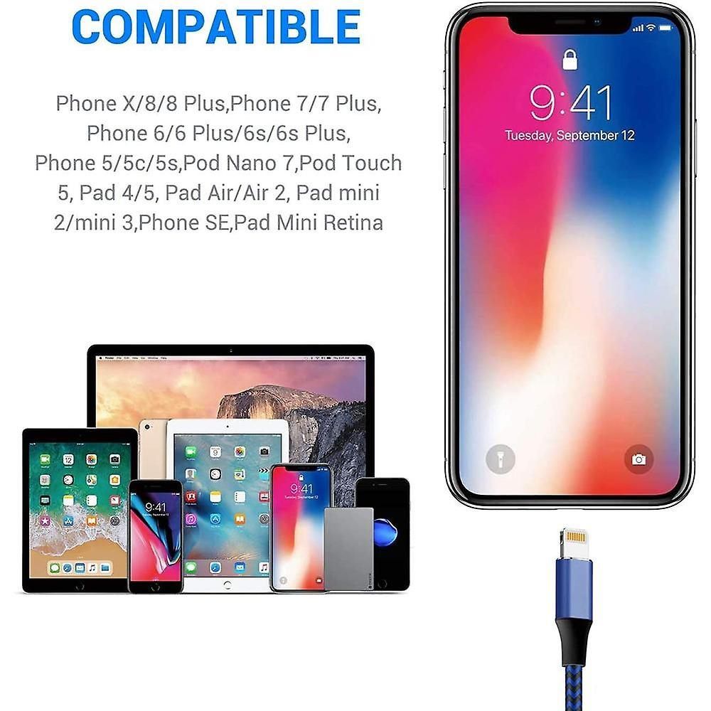 Pack De 5 Chargeurs Iphone, Jeu De Cbles Lightning - 10 Pi ... - 3