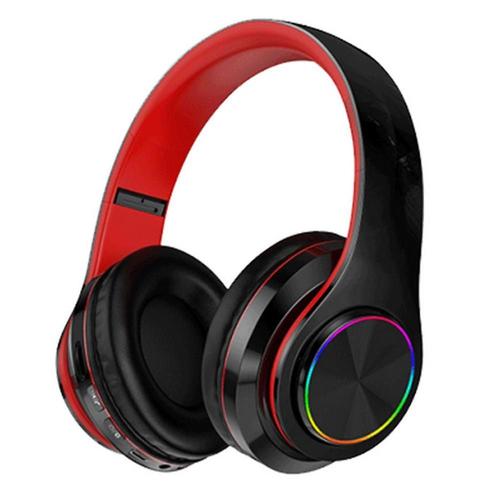 Écouteurs supra-auriculaires Bluetooth sans fil - Noir+Rouge