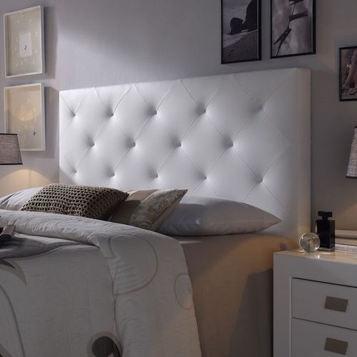 Tête De Lit Tapissé 140x60 Rombo Blanc