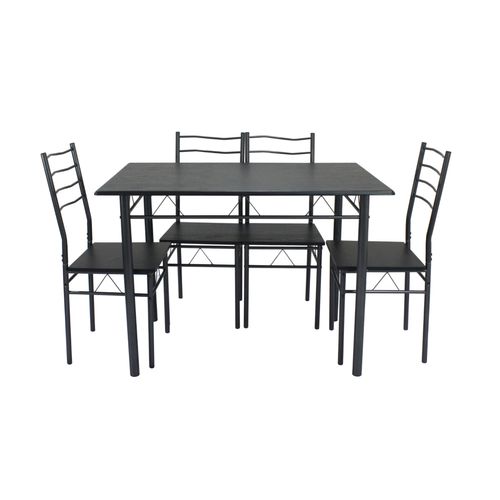 Ensemble De Table Et 4 Chaises Pour Salle À Manger Lima Noir/Gris, Table 110 Cm X 70 Cm X 76 Cm, Structure Métallique