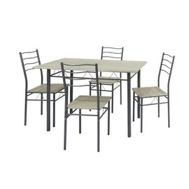 Ensemble De Table Et 4 Chaises Pour Salle À Manger Lima Chêne/Gris, Table 110 Cm X 70 Cm X 76 Cm, Structure Métallique