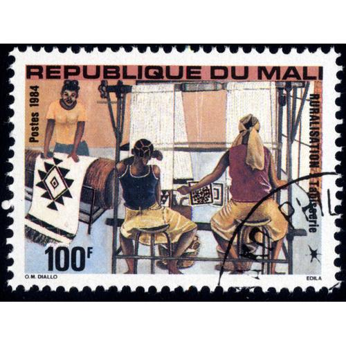Timbre Ruralisation Tapisserie.République Du Mali.Postes.1984.100f.