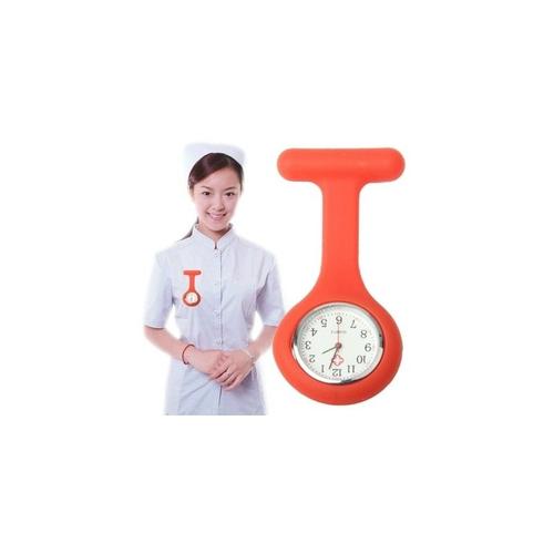 Montre Infirmière Rouge Montre-Bracelet À Quartz Ronde En Silicone Portable Avec Épingle