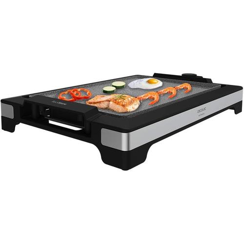 Cranberry Tasty & Grill 2000 Plancha électrique en acier inoxydable 2000 W, plaque RockStone antiadhésive, thermostat réglable, 5 niveaux de puissance, amovible, passe au lave-vaisselle (3094)