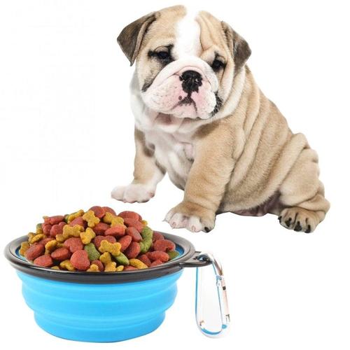 Gamelle Animaux Portable Bol D'alimentation Pliant En Silicone Eau Feeder Vaisselle Puppy Bowl Voyage Couleur Aléatoire Livraison Diamètre: 13 Cm Bleu