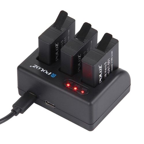 Pour GoPro HERO5 AHDBT-501 Chargeur de batterie 3 canaux avec port micro USB et USB-C / Type-C voyant LED