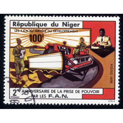 Timbre 2ème Anniversaire De La Prise De Pouvoir Par Les F.A.N.République Du Niger.Postes.1976.