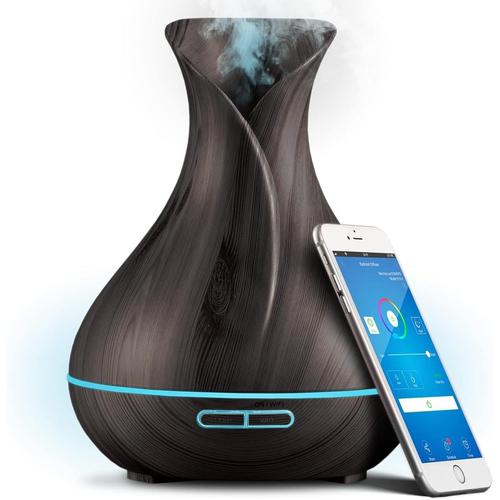 Plus Foncé Diffuseur D'huiles Essentielles Wifi Alexa, Humidificateur Diffuseur D'arômes Intelligents De 400 Ml, Prend En Charge L'application Et Le Contrôle Vocal, 7 Led À Couleur,