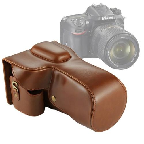 Etui en cuir appareil photo café pour Nikon D7200 / D7100 / D7000 lentille 18-200 / 18-140 mm Full Body Camera PU Housse en