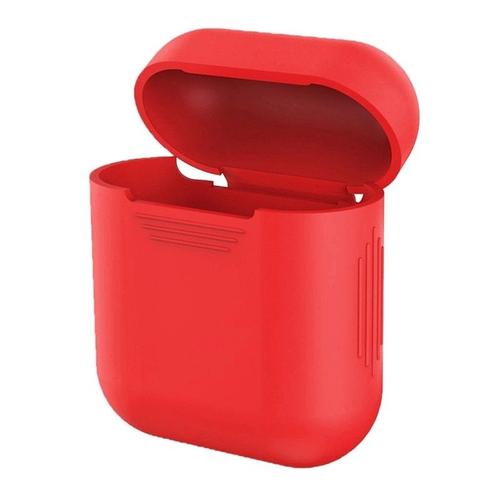 Emballage pour Apple AirPods Portable Sans Fil Bluetooth Écouteurs Silicone Boîte Protection iPhone Anti-perdus Dropproof Sac Rangement Rouge