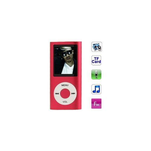 Lecteur MP4 rouge pour carte TF support d'enregistrement radio FM E-Book et calendrier 1.8 pouces TFT Screen Metal MP4 Player avec fente