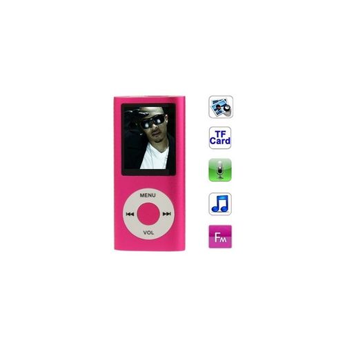 Lecteur MP4 Magenta pour carte TF support d'enregistrement radio FM E-Book et calendrier 1.8 pouces TFT Screen Metal MP4 Player avec fente