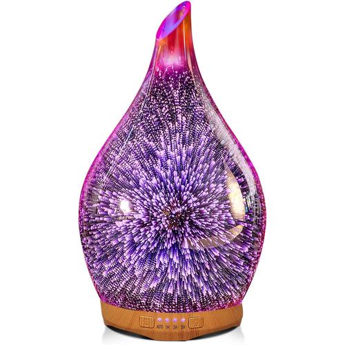 G2-280ml Rose Gold Aladdin Vase Humidificateur diffuseur d'arômes 280ml,humidificateur ultrasonique 3D en or rose, silencieux,7 LED changeantes de couleur,humidificateur d'ambiance sans BPA,