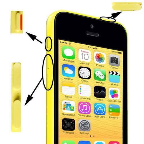 Kit De Boutons Pour Iphone 5c Jaune 5c, 3 En 1 Bouton Muet + D'alimentation + De Volume