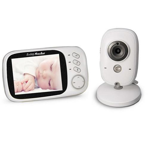 Babyphone Vidéo Babycam Blanc 3,2 Pouces Lcd 2.4ghz Surveillance Sans Fil Caméra Bébé Moniteur, Soutien À Deux Voies Talk Back, Vision Nocturne