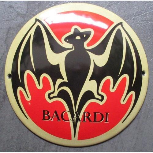 Mini Plaque Emaillée Bacardi Ronde Chauve Souriqs Tole Email