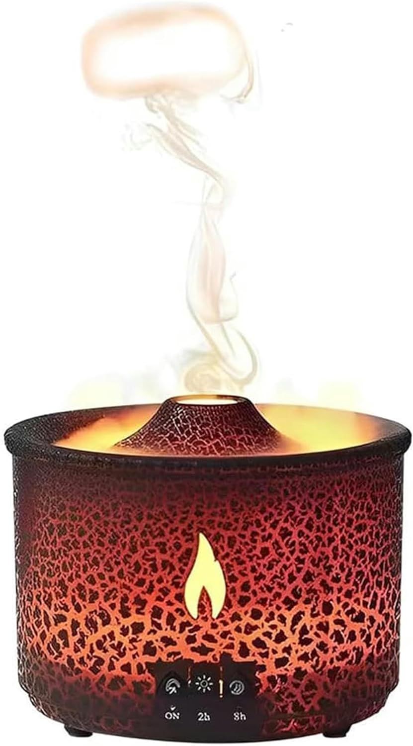 Diffuseur D'huiles Essentielles Flamme Avec Lampe Led, 360 Ml Volcano Air Aroma Humidificateur, Diffuseur D'aromathérapie Avec Deux Modes De Pulvérisation