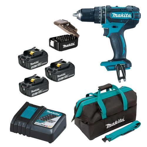 Makita Perceuse visseuse à percussion 18V, 3 x Batterie BL1830B - DHP482RFX3