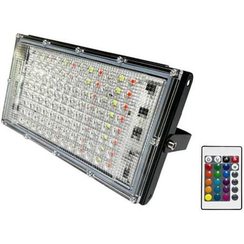 Comme Illustré Télécommande Led Projecteur Réflecteur Lampe Étanche Ip65 Projecteur Extérieur Jardin Led Rvb Spot 100w Prise Ue