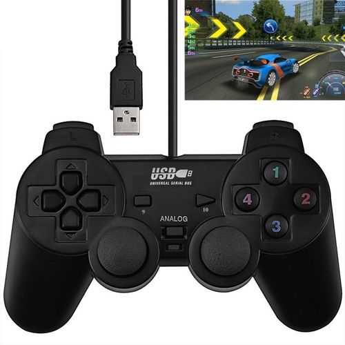 Noir Manette De Jeu Usb Double Choc Unique