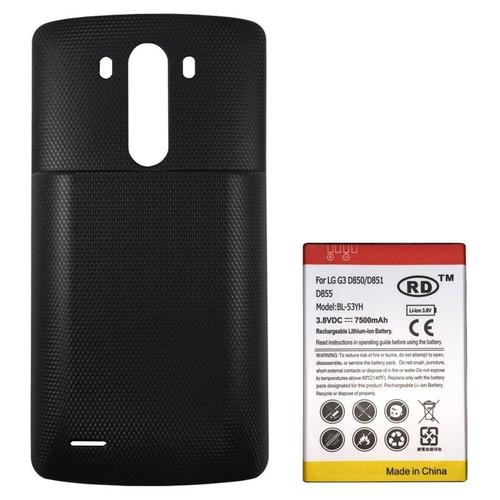 Pour Lg G3 / D855 Noir / D851 / D850 Bl-53yh 3.8v / 7500mah Rd Haute Capacité Batterie Li-Ion Et Remplacement De La Couverture De Porte Arrière