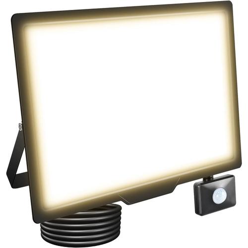 Blanc Chaud 200w Avec Détecteur De Mouvement Pir, Lampe De Sécurité Projecteur À Led, Lumières Exterieur 20000 Lumens 4000k Blanc Chaud, Spot Led Extérieur Étanche Ip66 Pour Jardin,Garage,Véranda