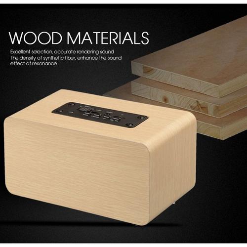 Enceinte Bluetooth Haut-parleur en bois W5 Portable HiFi Shock Bass brun foncé