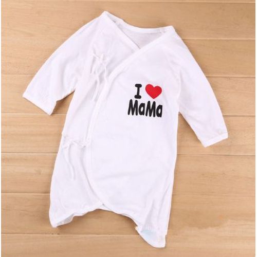 Combinaison Bébé Enfant Fille Garçon Blanc I Love Mama 3 Mois Été Body Barboteuse Papillon Lacet Pressions J'aime Maman Papa Coton Doux Costume Nouveau-Né Vêtement Habit Manches Top Qualité - Reborn