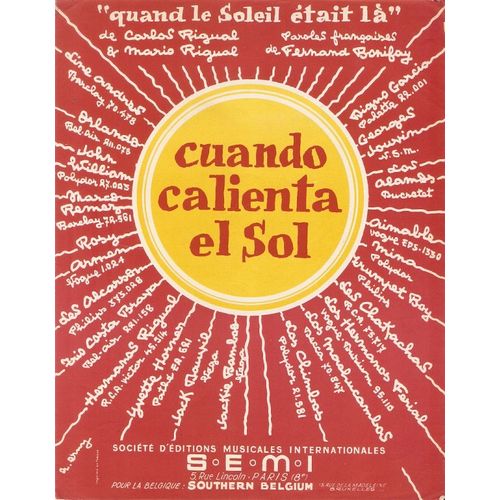 Partition Feuillet Orlando ( Dalida ) Rosy Armen Los Machucambos John William Line Andres Cuando Calienta El Sol