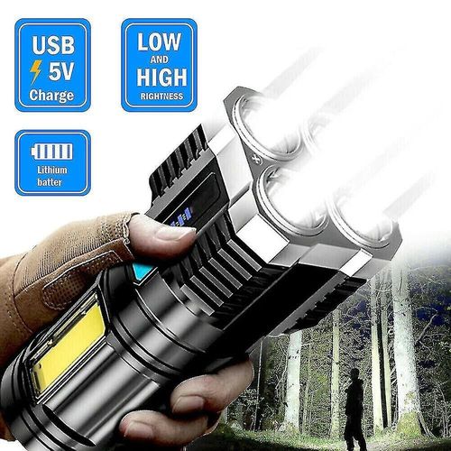 Torche Super Brillante 10000000lm, Lampe De Poche Led, Lumière Tactique Rechargeable Par Usb, Chaude