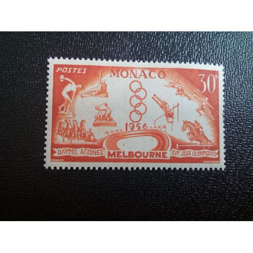 Timbre Monaco Yt 443 Jeux Olympiques Cortina D'ampezzo Et Melbourne 1956 ( 110604 )