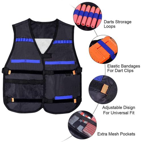 Gilet Tactique Pour Enfants, Kit De Veste De Gilet Tactique Réglable, Pistolet Jouet Nerf