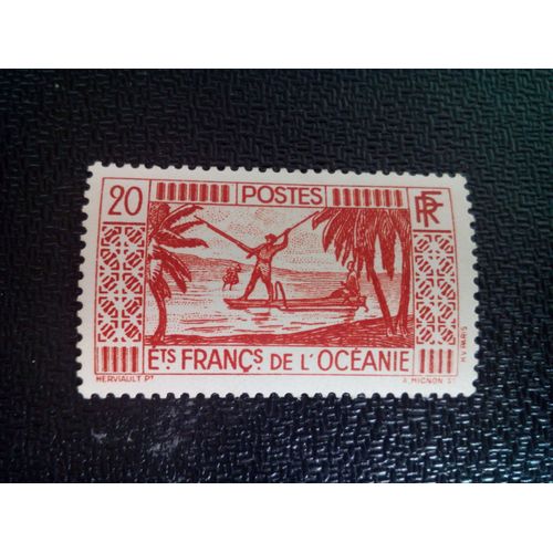 Timbre Oceanie Francaise Yt 91 Pêcheur 1934 ( 110604 1 )