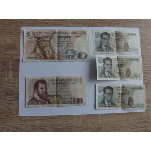 Lot De 5 Billet Banque Belgique