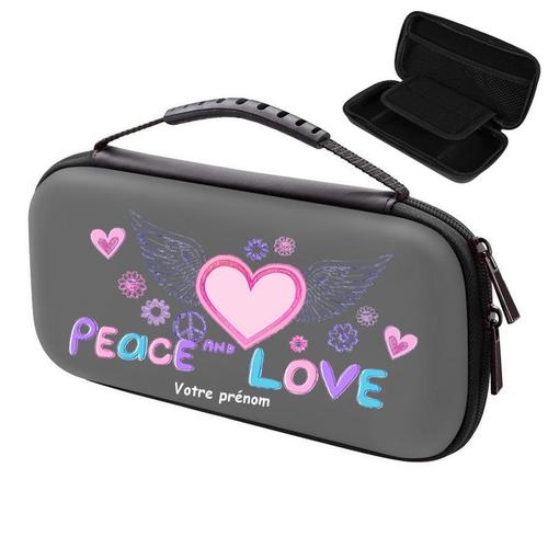 Etui Pochette Switch Lite Gris Personnalisee Peace Love